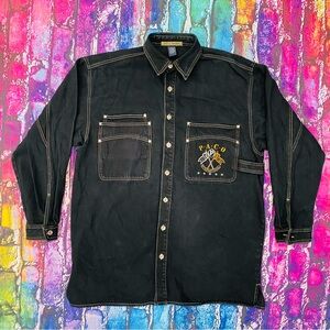 VTG PACO jeans international denim long sleeved button shirt heavy cotton Size L